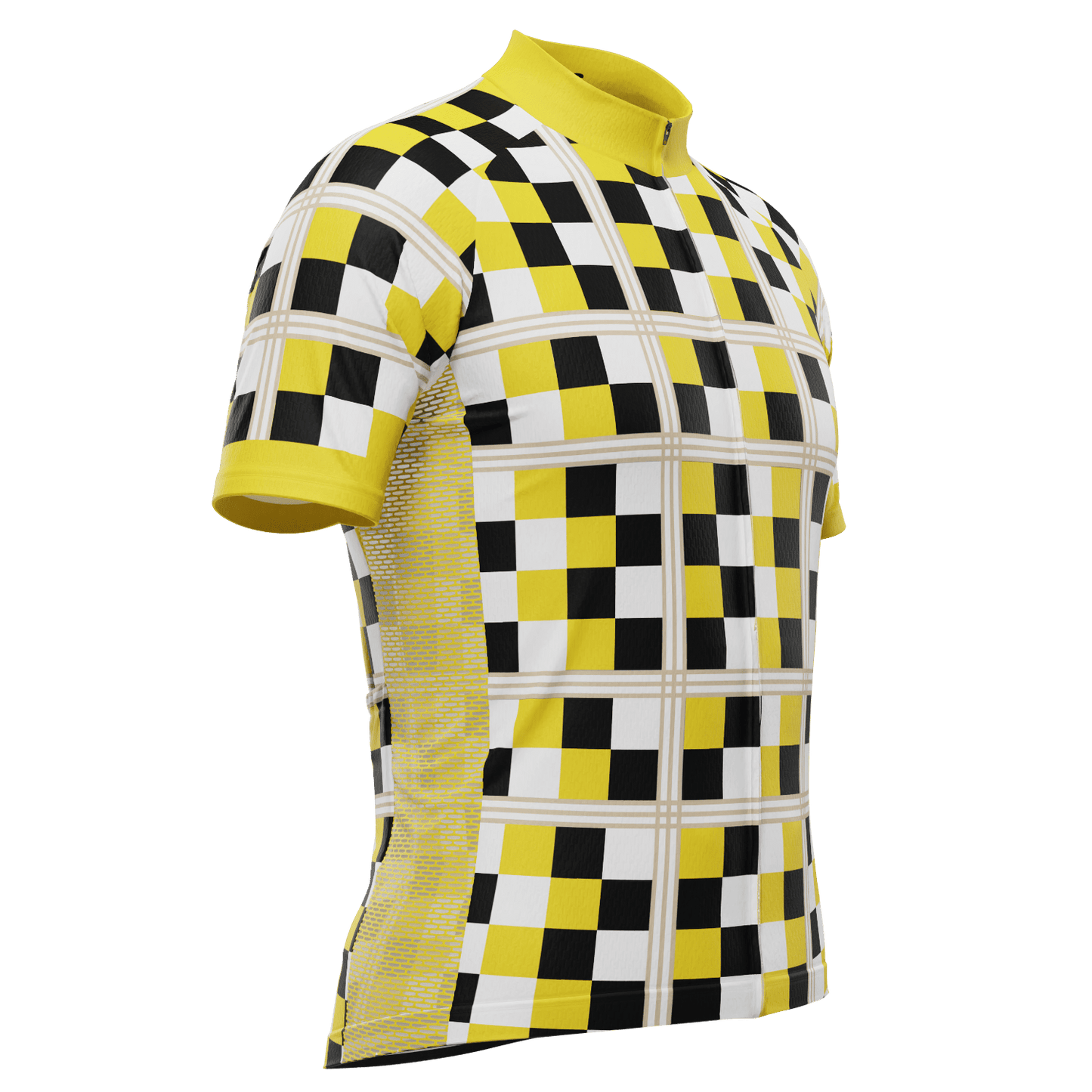 Men's Checkered Plaid Short Sleeve Cycling Jersey