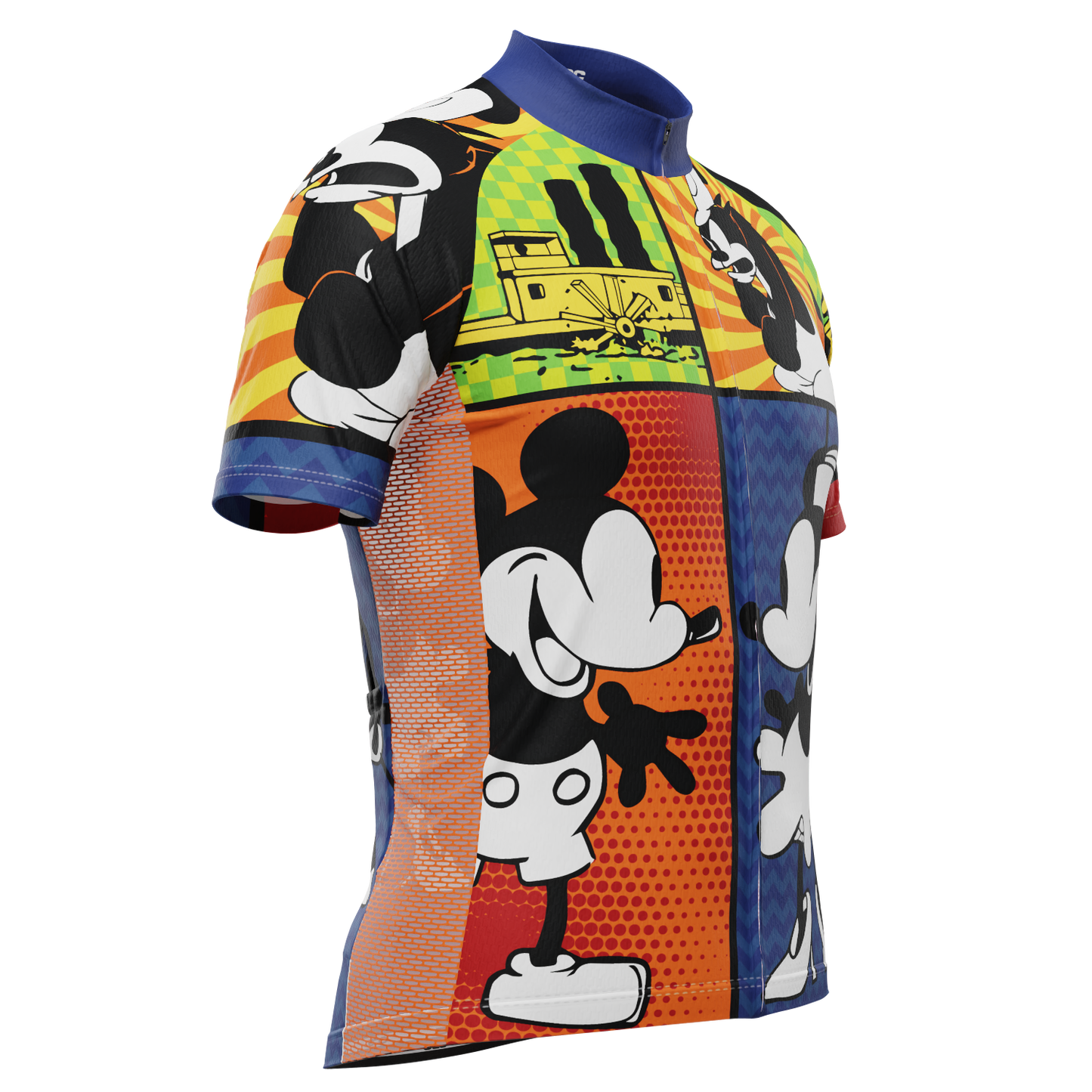 Men's Steamboat Willie Comic Vignettes Short Sleeve Cycling Jersey
