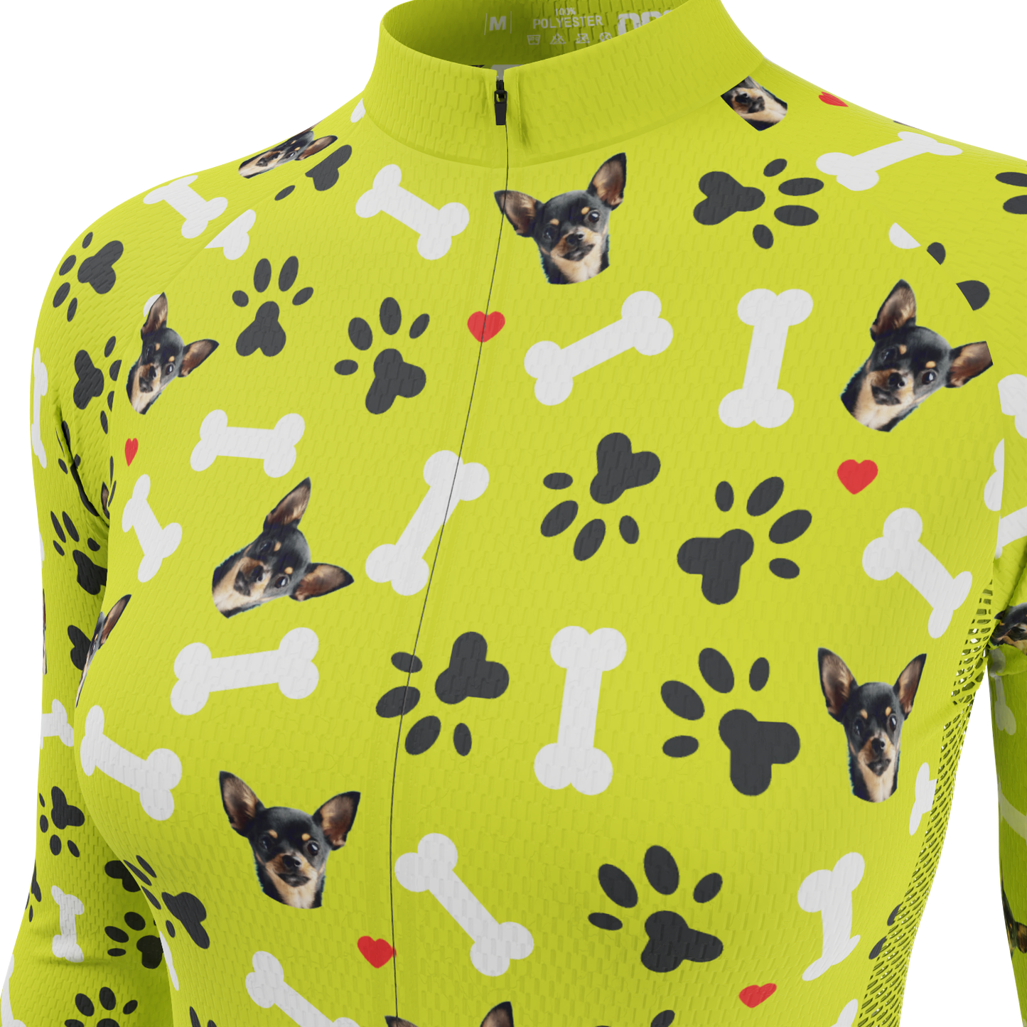 Women's Custom Pet Bones Design Personalized Long Sleeve Cycling Jersey