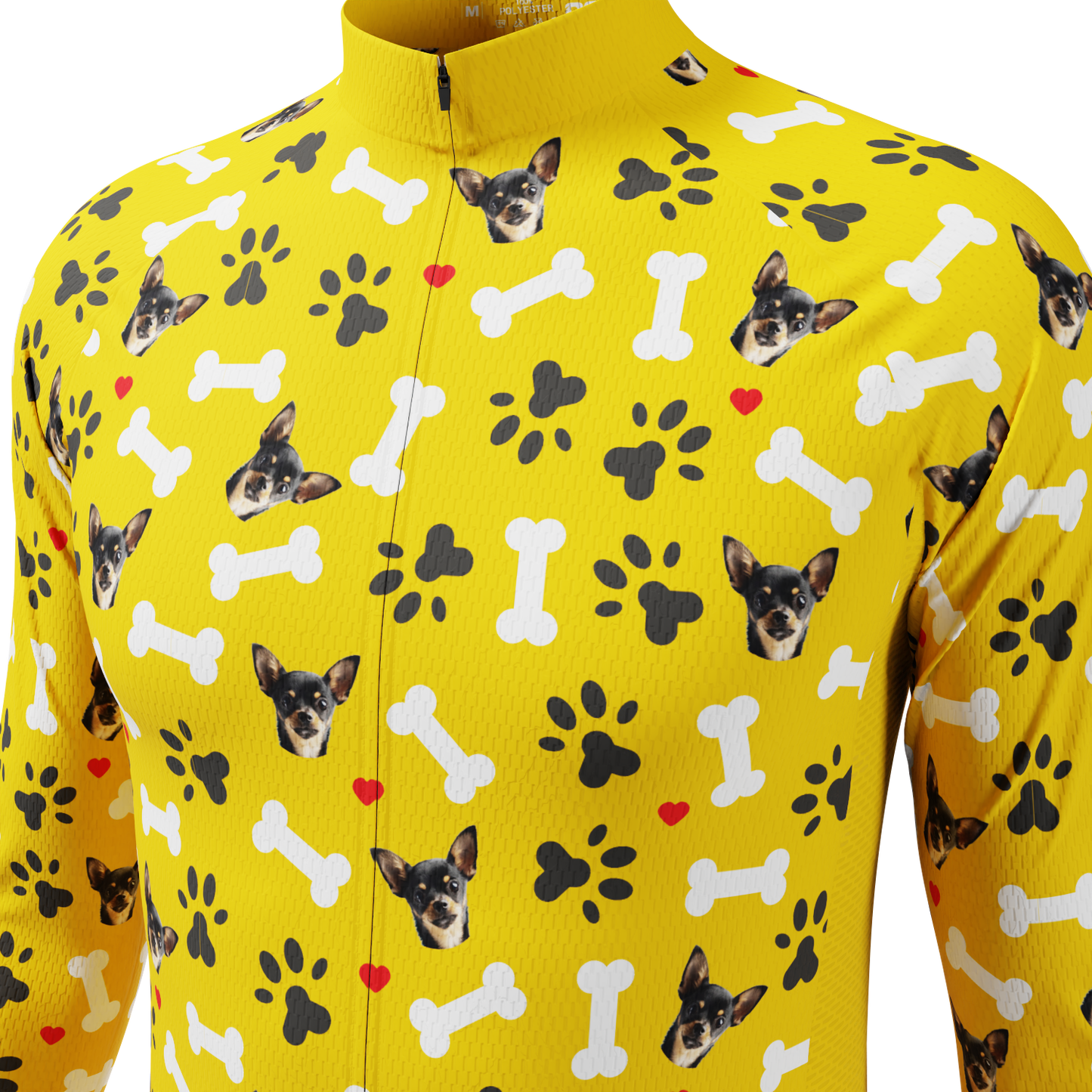 Men's Custom Pet Bones Design Personalized Long-Sleeve Cycling Jersey