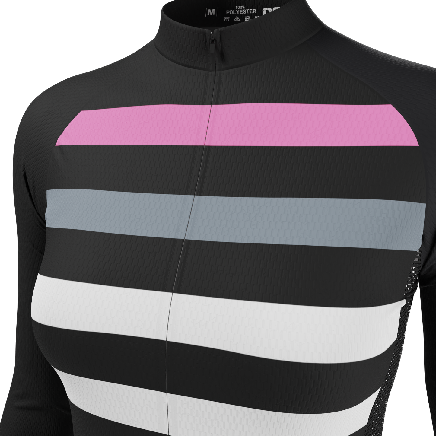 Women's Four Stripes with Pink Long Sleeve Cycling Jersey
