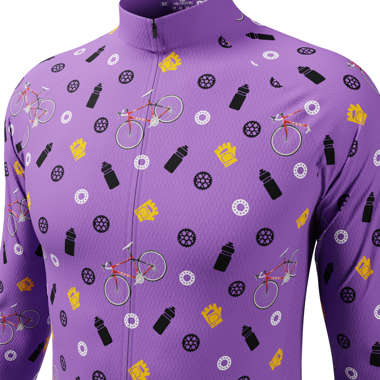 Men's Custom Bike & Gears Design Personalized Long Sleeve Cycling Jersey