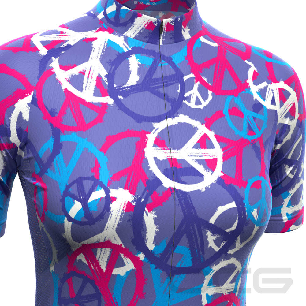 Women's Peace and Love Short Sleeve Cycling Jersey