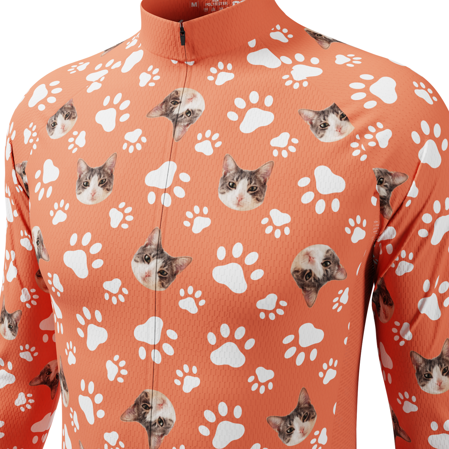 Men's Custom Pet Paws Design Personalized Long-Sleeve Cycling Jersey