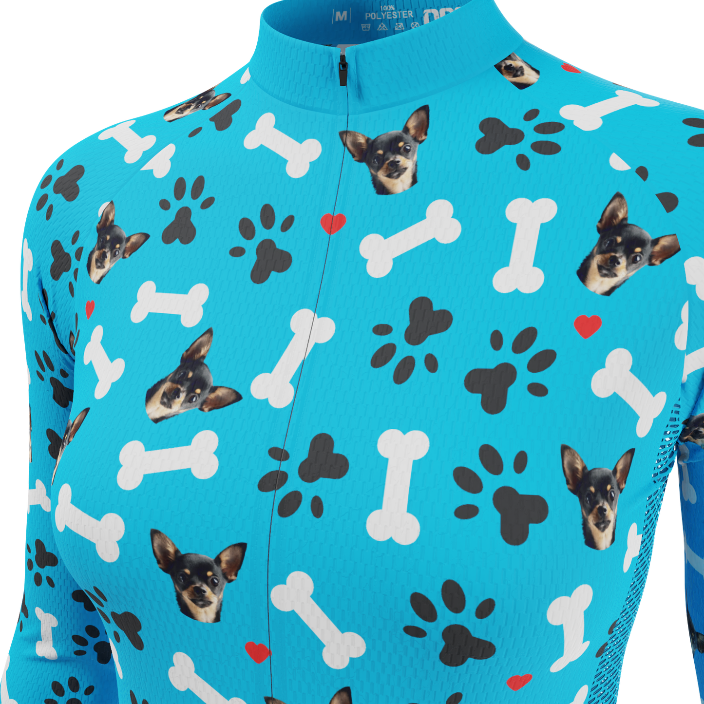 Women's Custom Pet Bones Design Personalized Long Sleeve Cycling Jersey