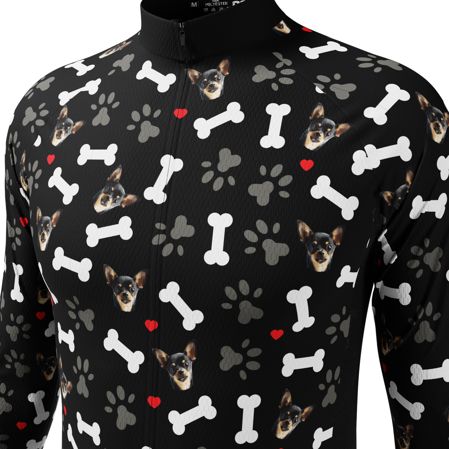 Men's Custom Pet Bones Design Personalized Long-Sleeve Cycling Jersey
