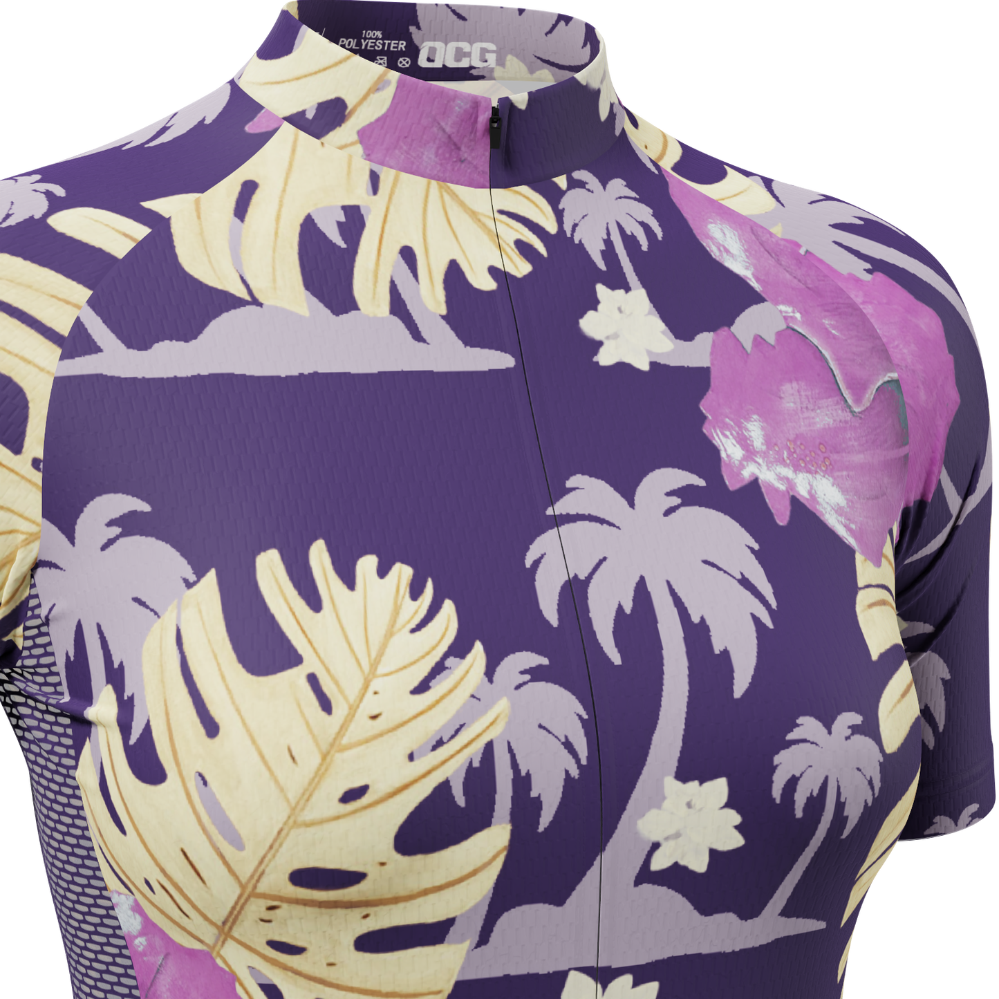 Women's Palmtree Leaves Short Sleeve Cycling Jersey