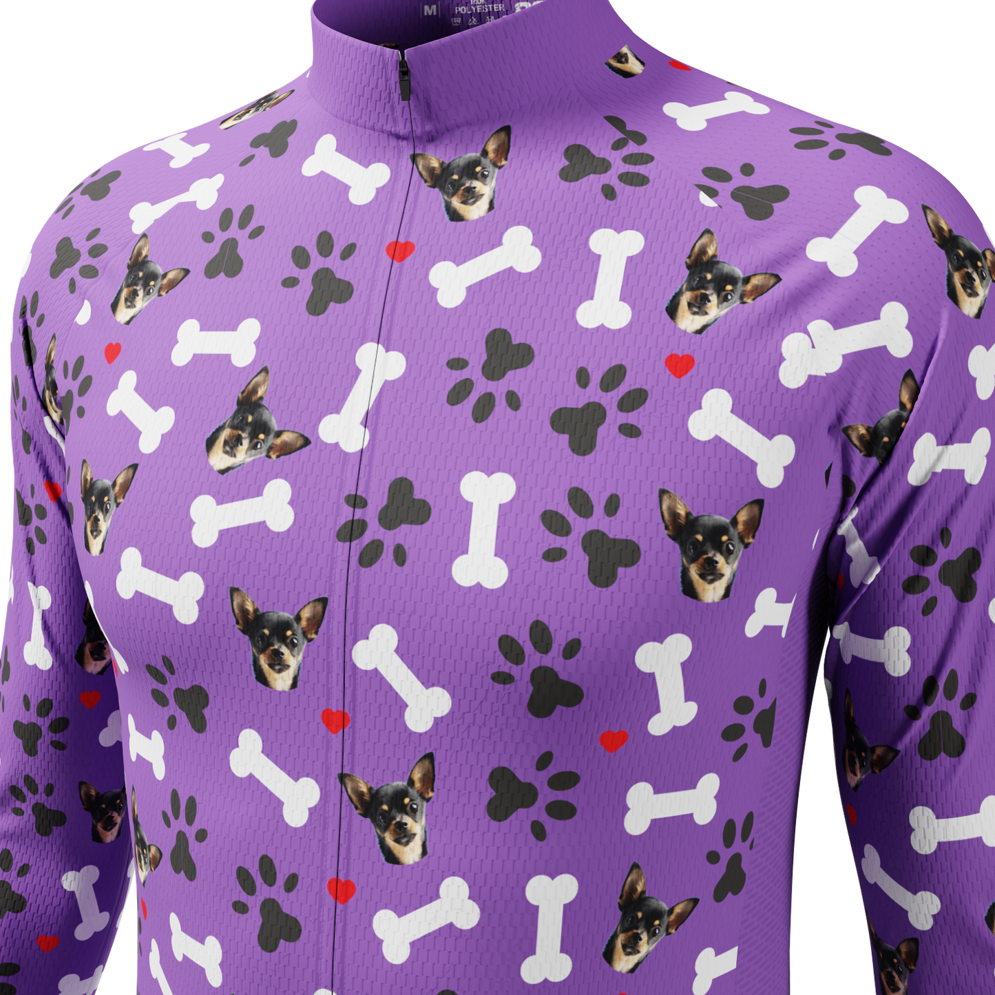 Men's Custom Pet Bones Design Personalized Long-Sleeve Cycling Jersey