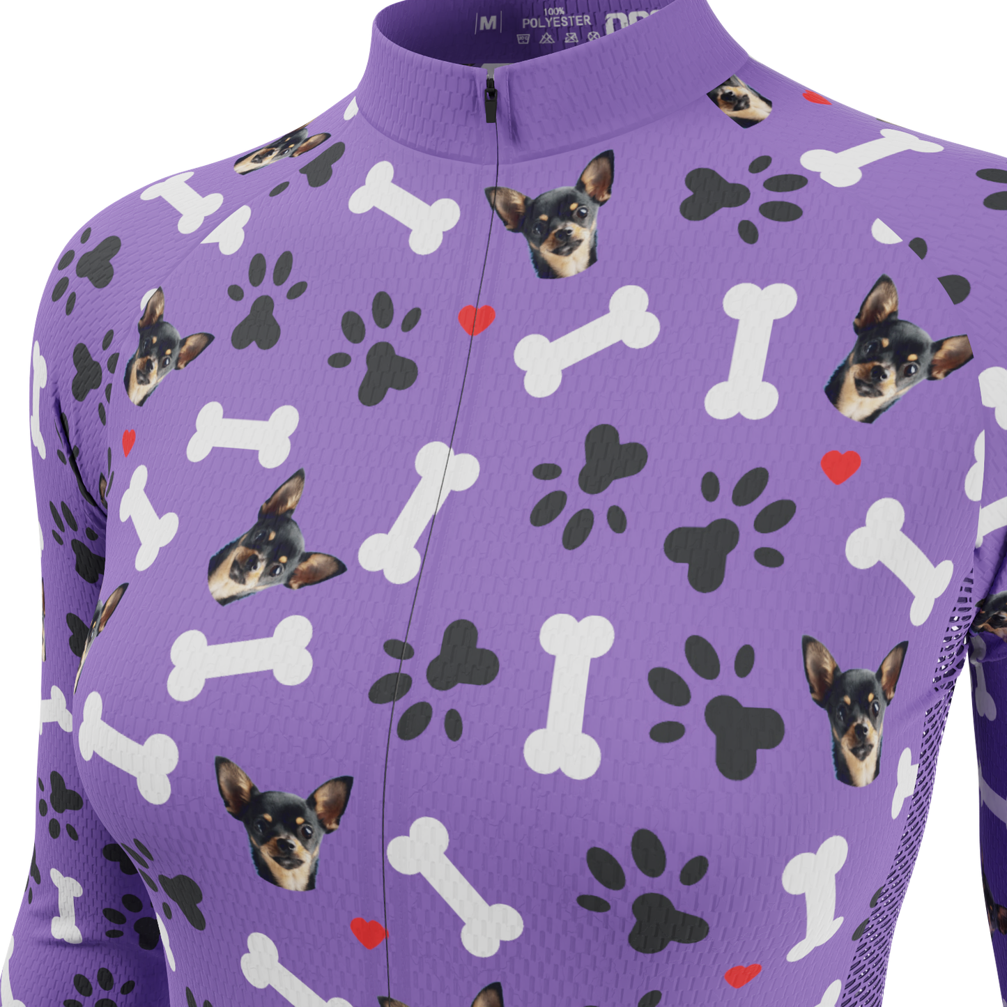 Women's Custom Pet Bones Design Personalized Long Sleeve Cycling Jersey