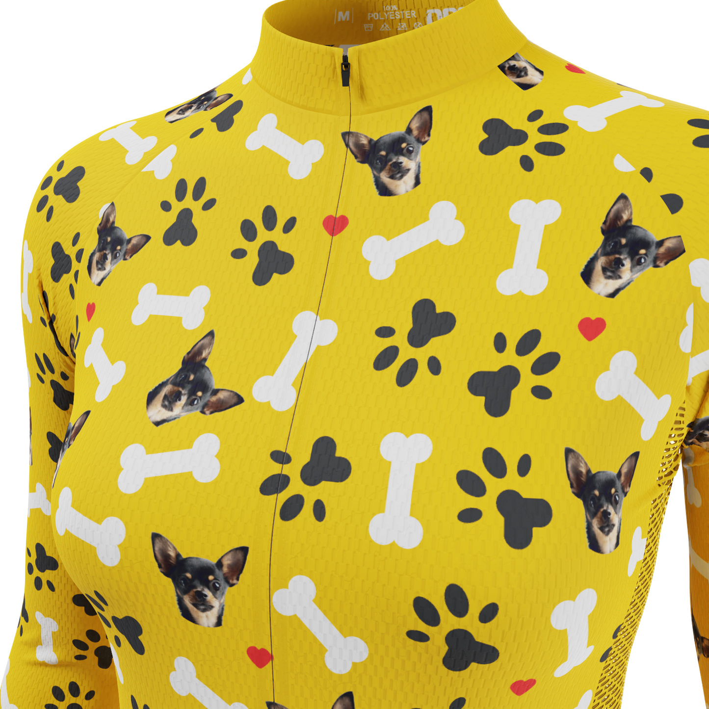 Women's Custom Pet Bones Design Personalized Long Sleeve Cycling Jersey