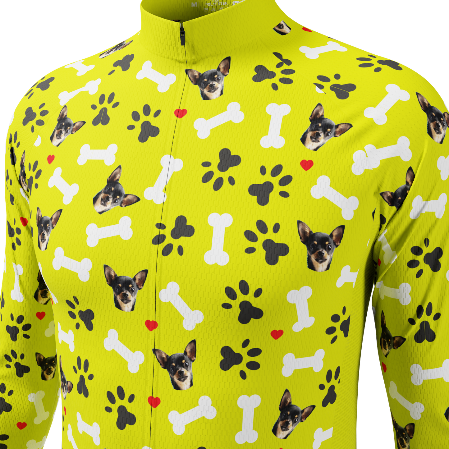 Men's Custom Pet Bones Design Personalized Long-Sleeve Cycling Jersey