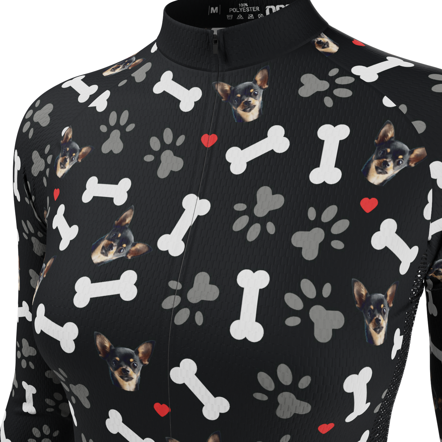 Women's Custom Pet Bones Design Personalized Long Sleeve Cycling Jersey