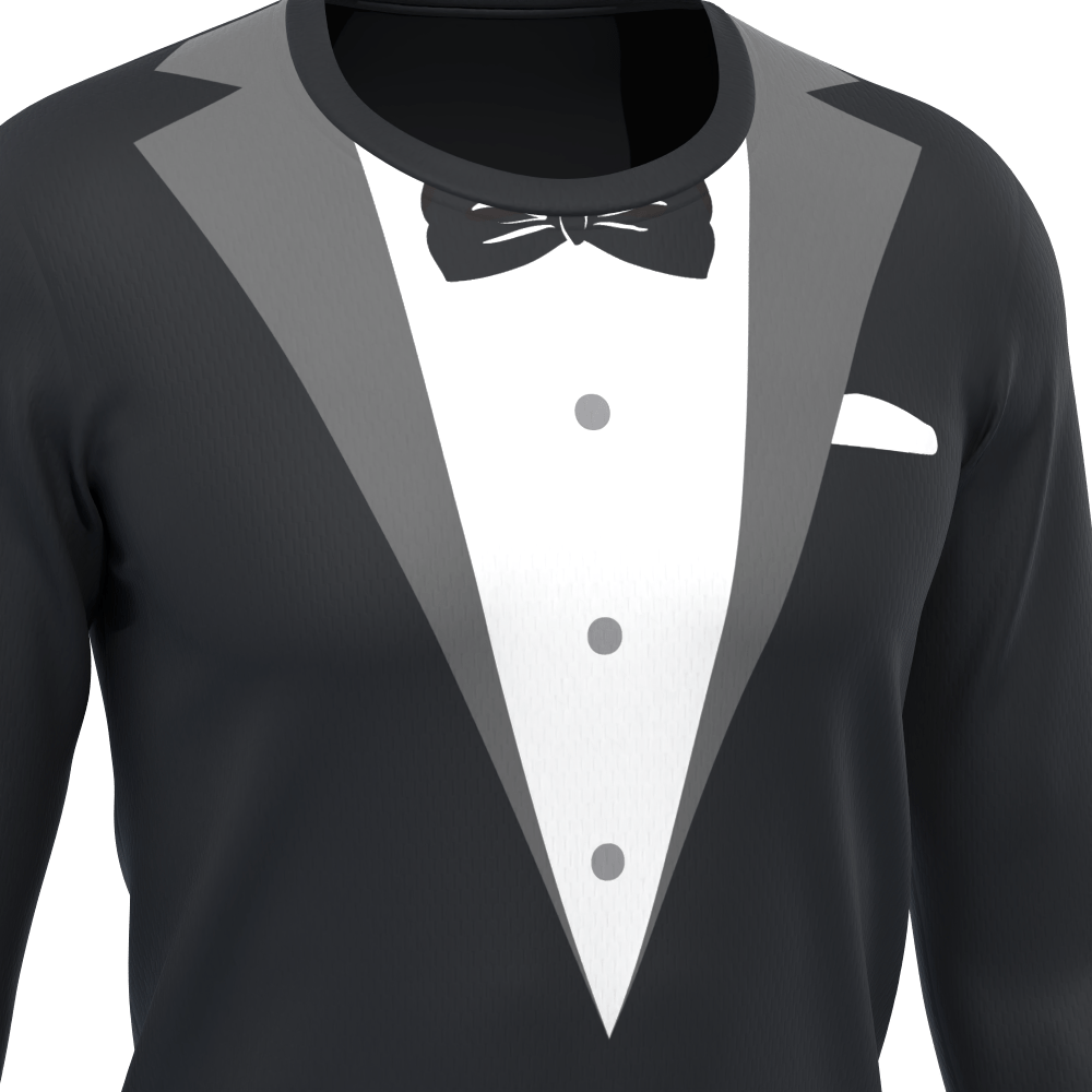 Men's Groom Formal Suit and Bow Long Sleeve Running Shirt