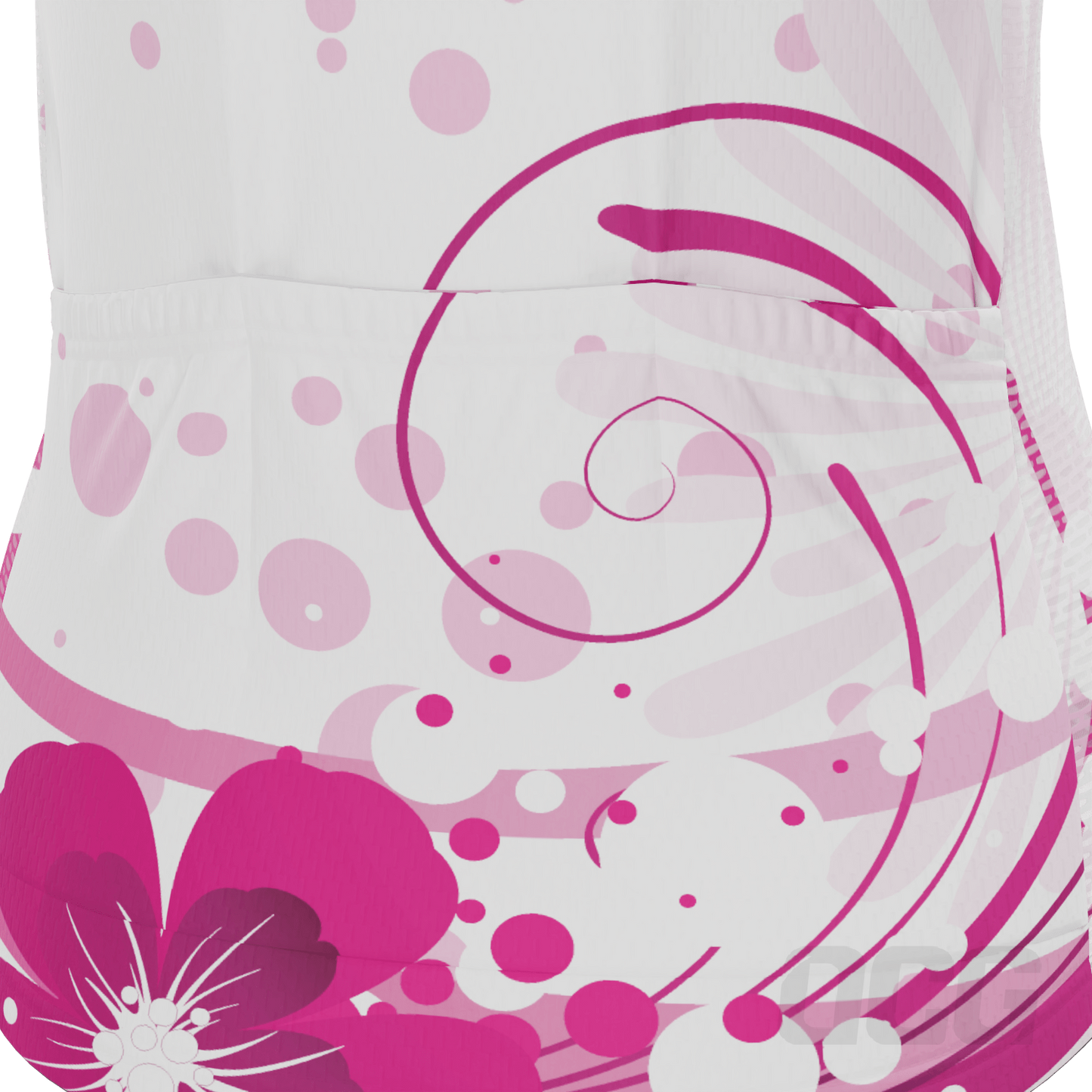 Women's Pink Floral Swirl Short Sleeve Cycling Jersey