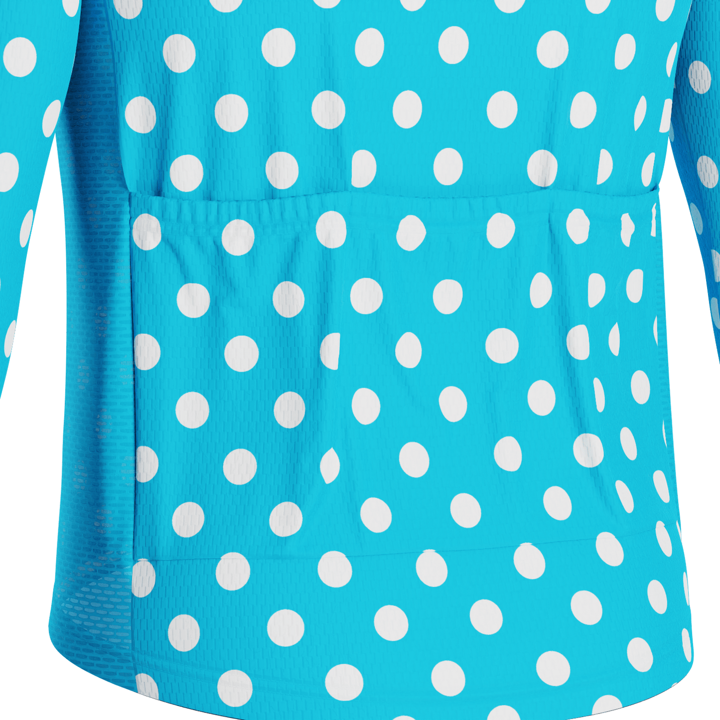 Men's High Viz White Polka Dots on Blue Long Sleeve Cycling Jersey