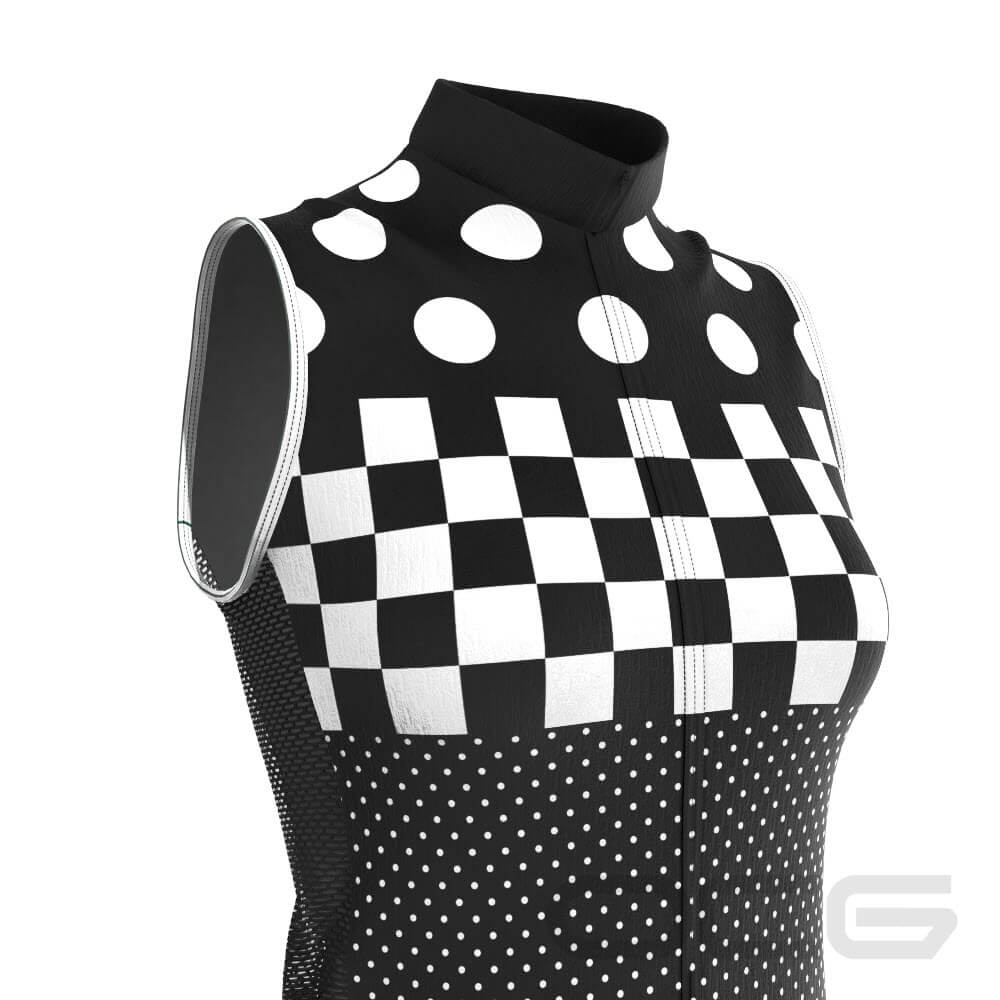 Women's The "Nina" Polka Dot Checkered Sleeveless Tech Cycling Jersey