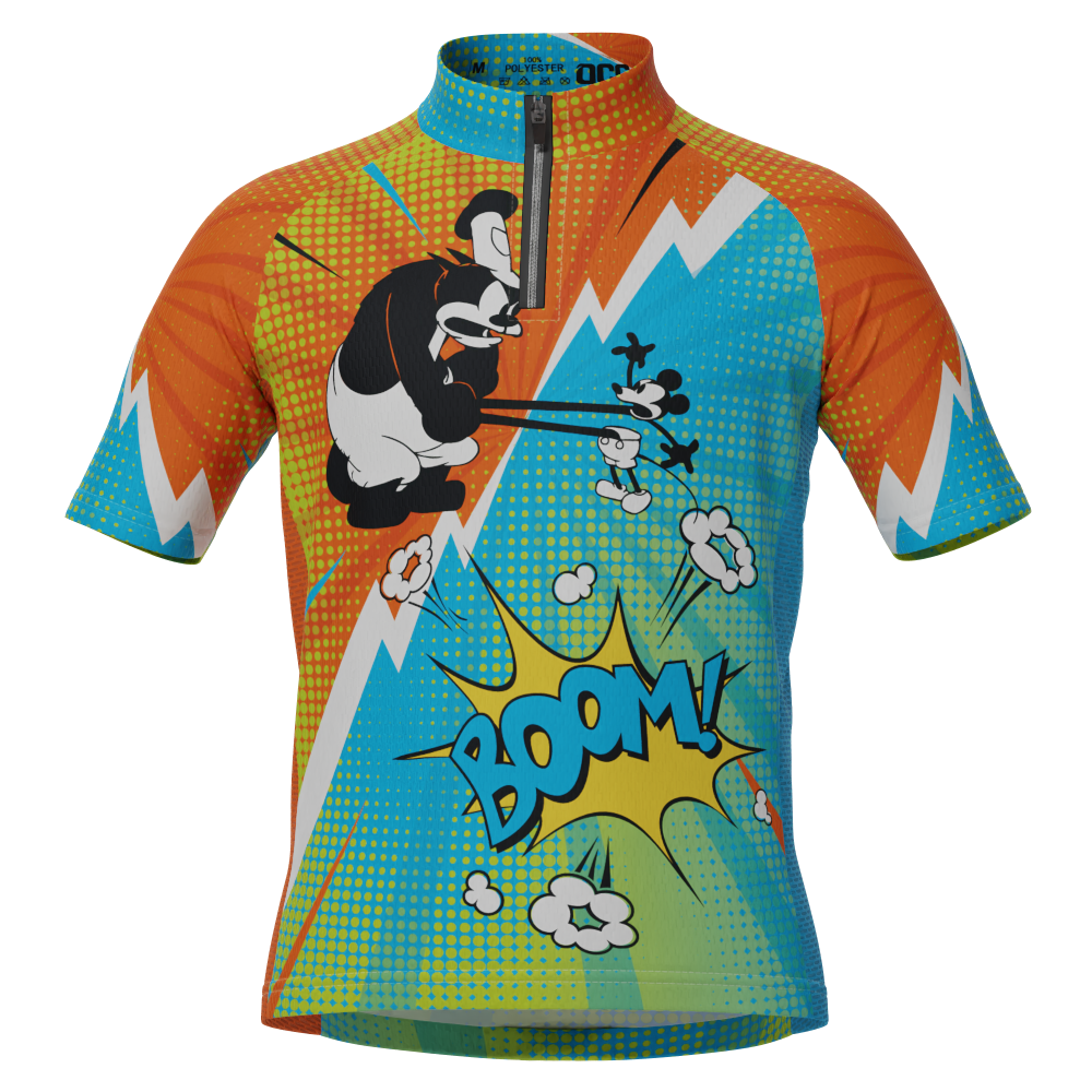 Kid's Steamboat Willie Comics Short Sleeve Cycling Jersey