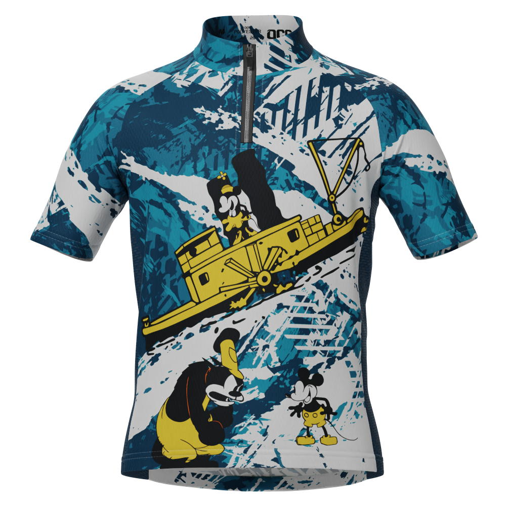 Kid's Steamboat Willie In The Sea Short Sleeve Cycling Jersey