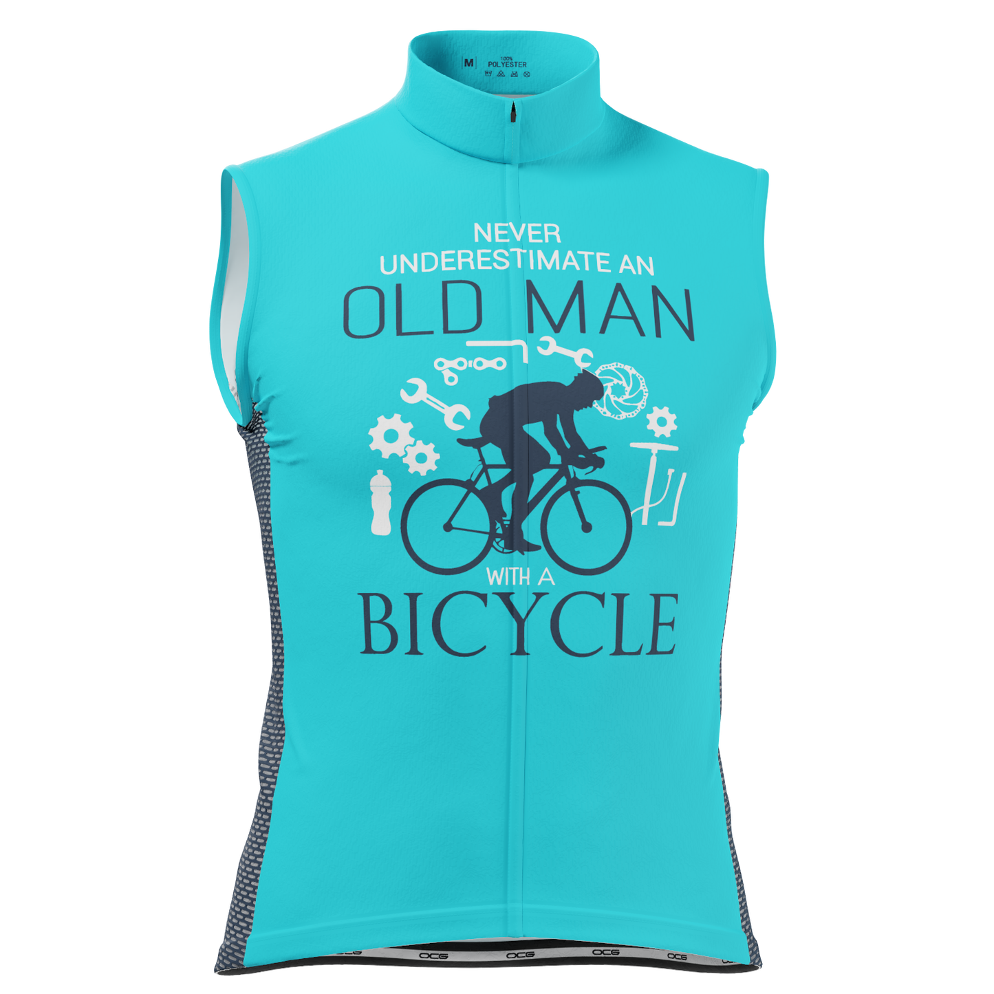 Men's Never Underestimate an Old Man Sleeveless Tech Cycling Jersey