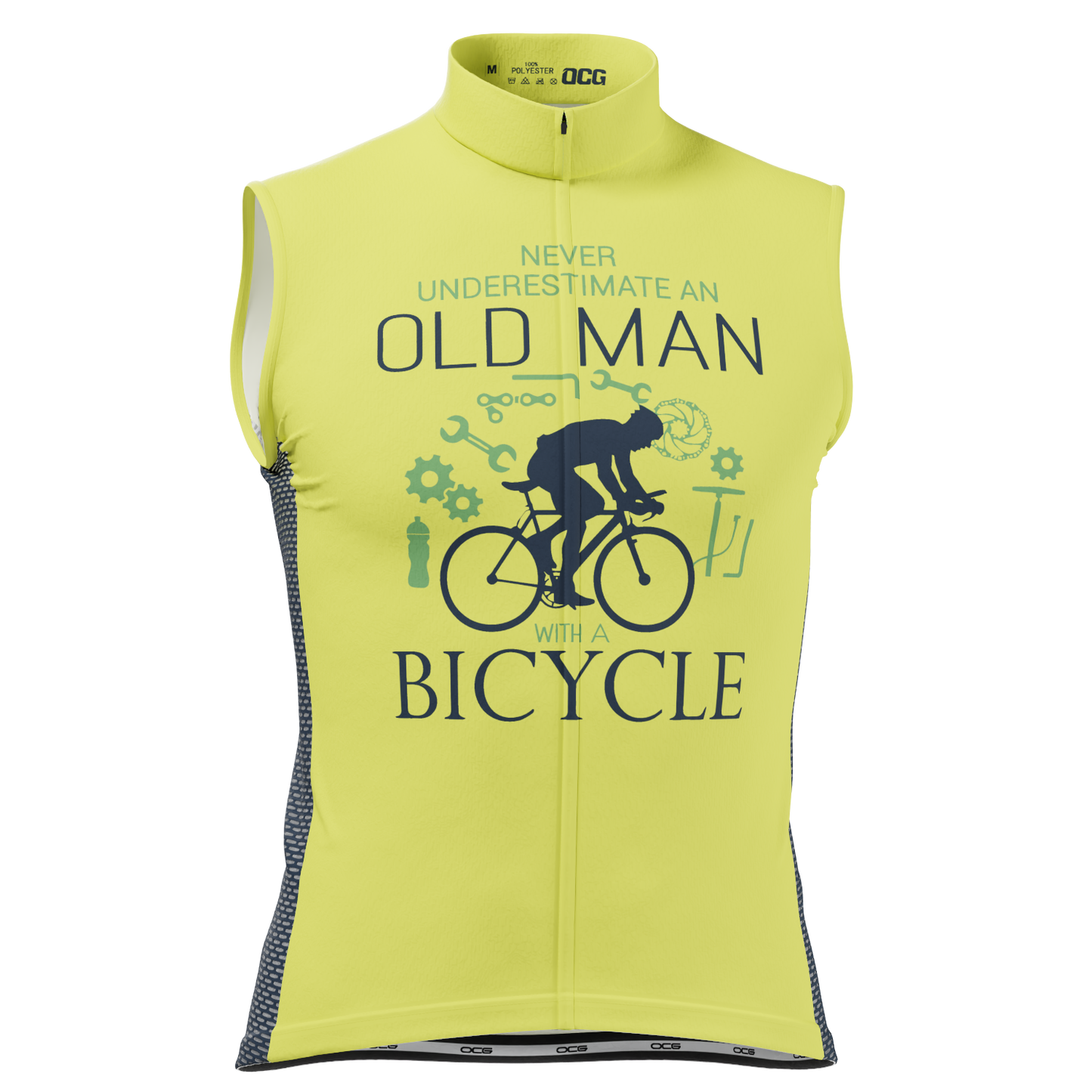 Men's Never Underestimate an Old Man Sleeveless Tech Cycling Jersey