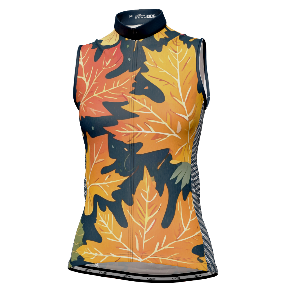 Women's Leaves in the Fall Sleeveless Tech Cycling Jersey