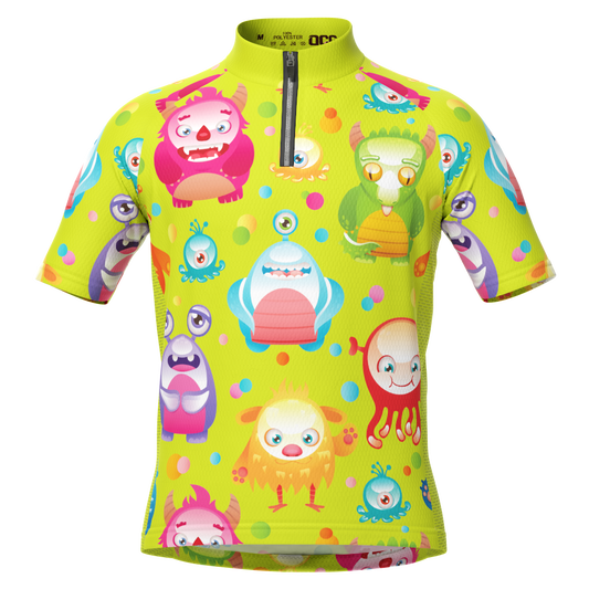 Kid's Cute Aliens Short Sleeve Cycling Jersey