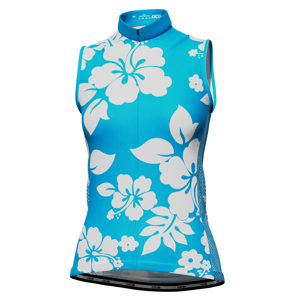 Women's Hawaiian Aloha Floral Sleeveless Tech Cycling Jersey