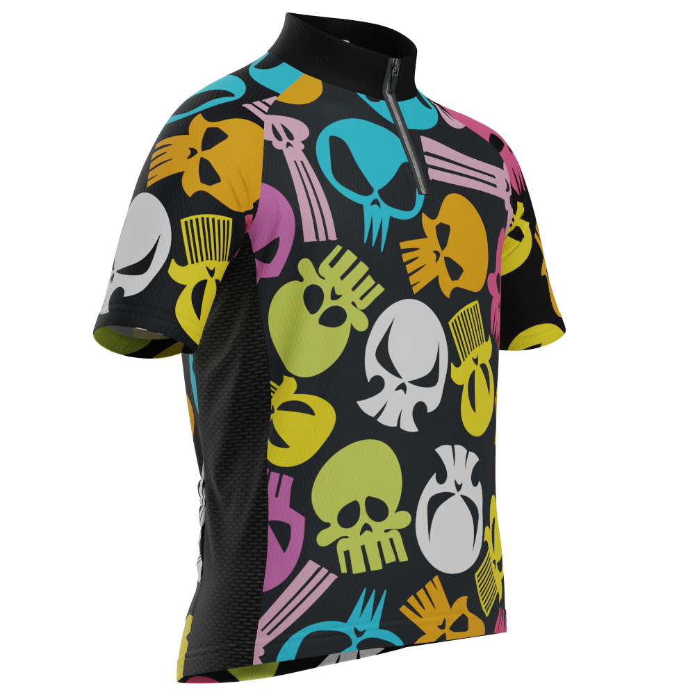 Kid's Scary Skulls Short Sleeve Cycling Jersey