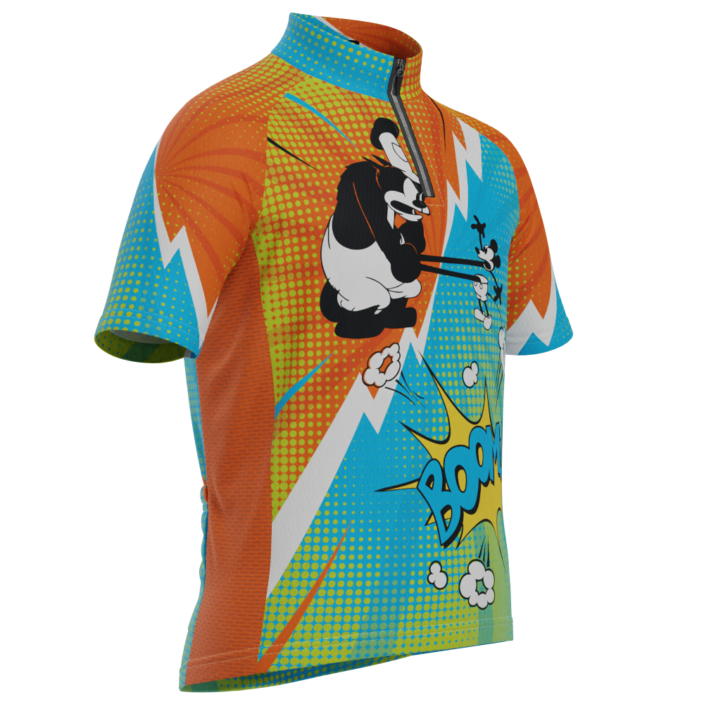 Kid's Steamboat Willie Comics Short Sleeve Cycling Jersey