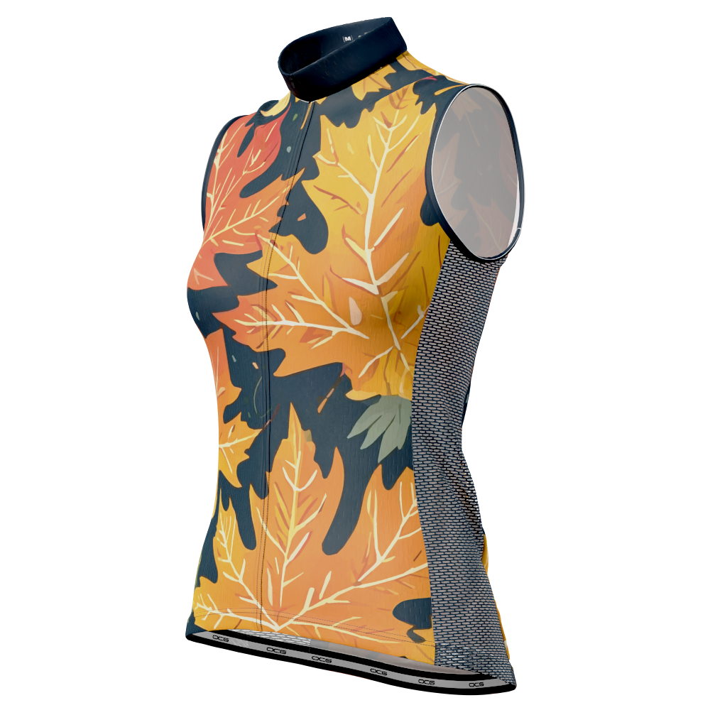 Women's Leaves in the Fall Sleeveless Tech Cycling Jersey