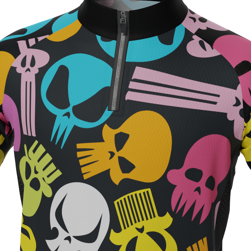 Kid's Scary Skulls Short Sleeve Cycling Jersey