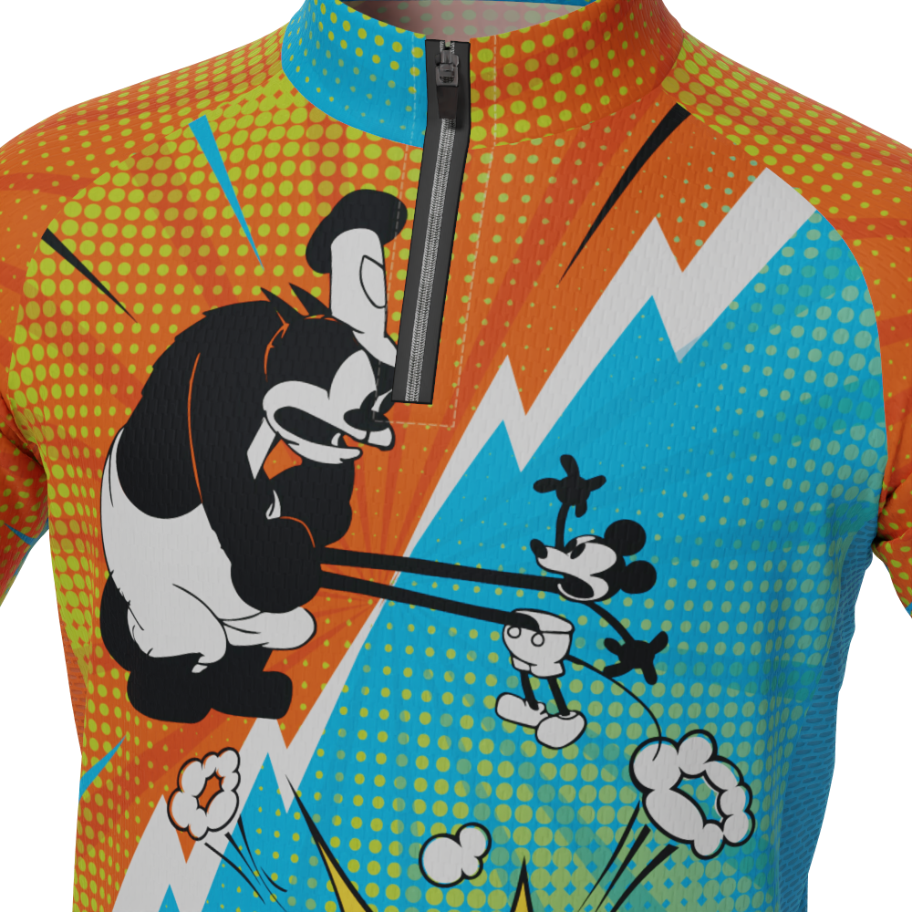 Kid's Steamboat Willie Comics Short Sleeve Cycling Jersey