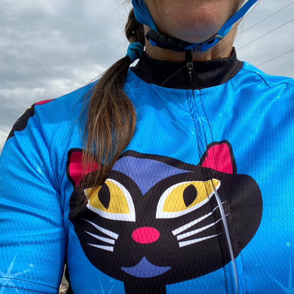 Women's Starry Night Cat Short Sleeve Cycling Jersey