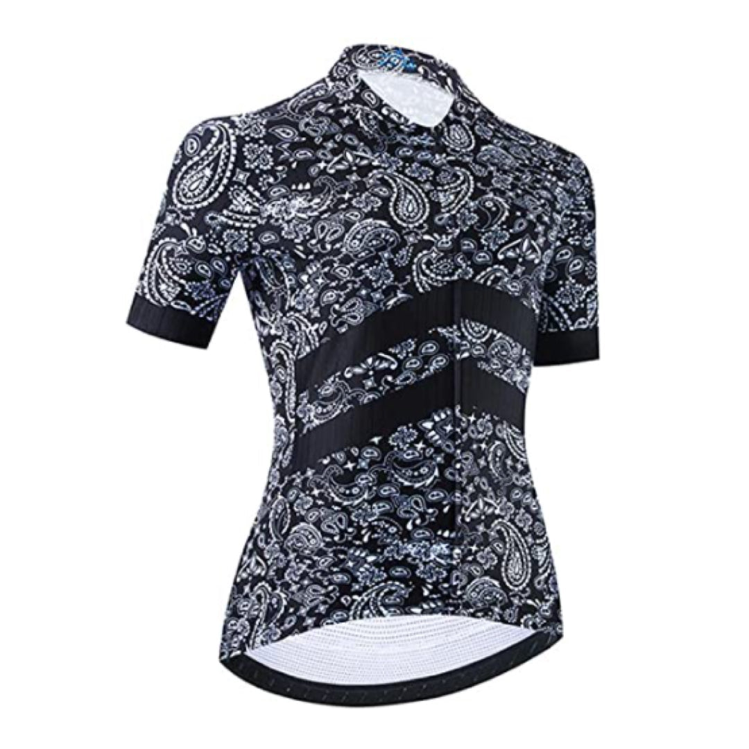 Women's Black Bandana Pattern Cycling Jersey or Bibs