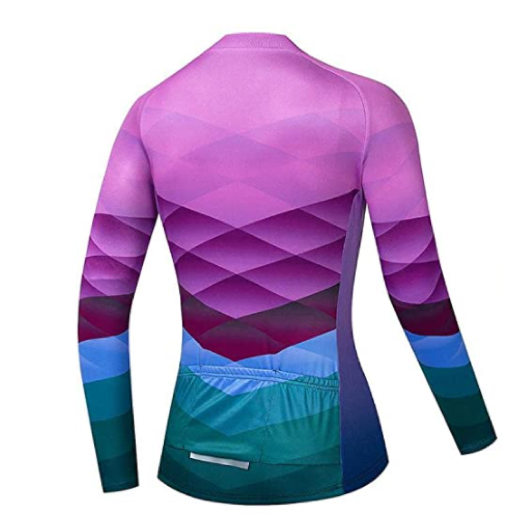 Women's Pink Gradient Long Sleeve Cycling Jersey or Pants