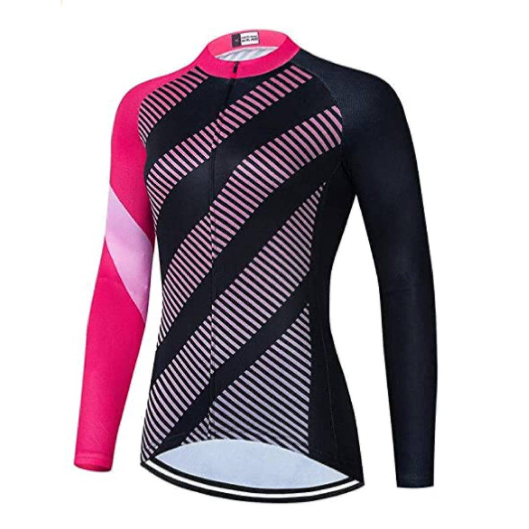 Women's Pink Black Long Sleeve Cycling Jersey or Pants