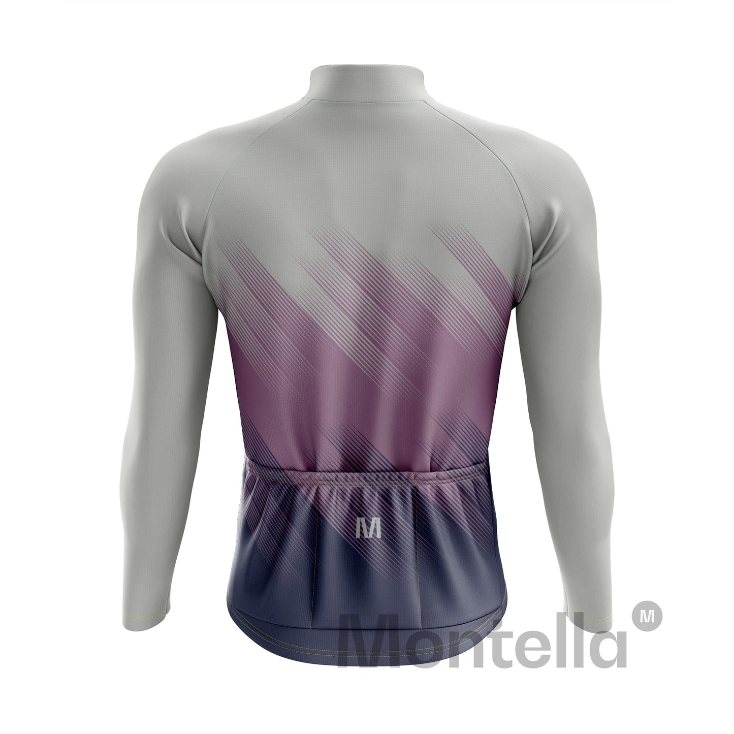 Men's Grey Purple Long Sleeve Cycling Jersey