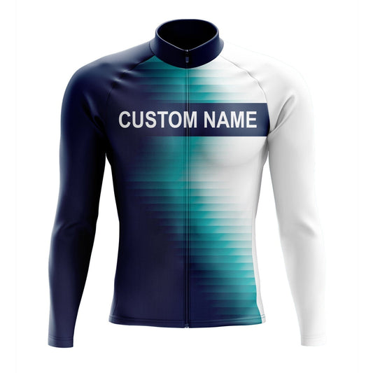 Custom Long Sleeve Cycling Jersey - Blue Side