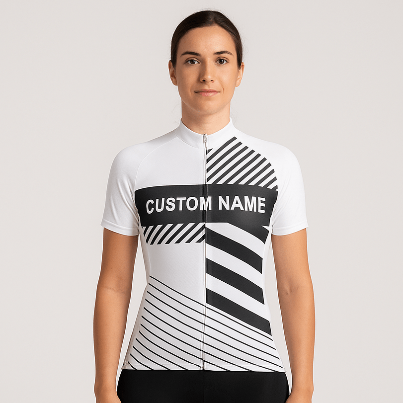 Custom Women Cycling Jersey - White Black
