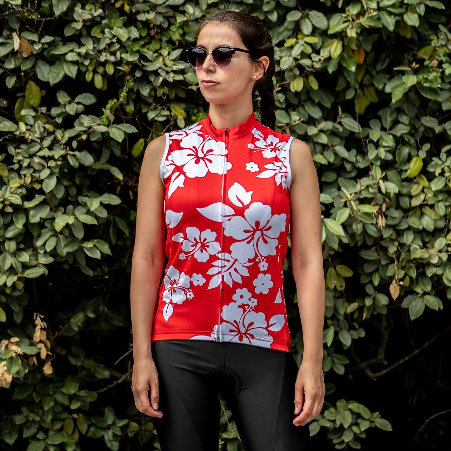 Women's Hawaiian Aloha Floral Sleeveless Tech Cycling Jersey