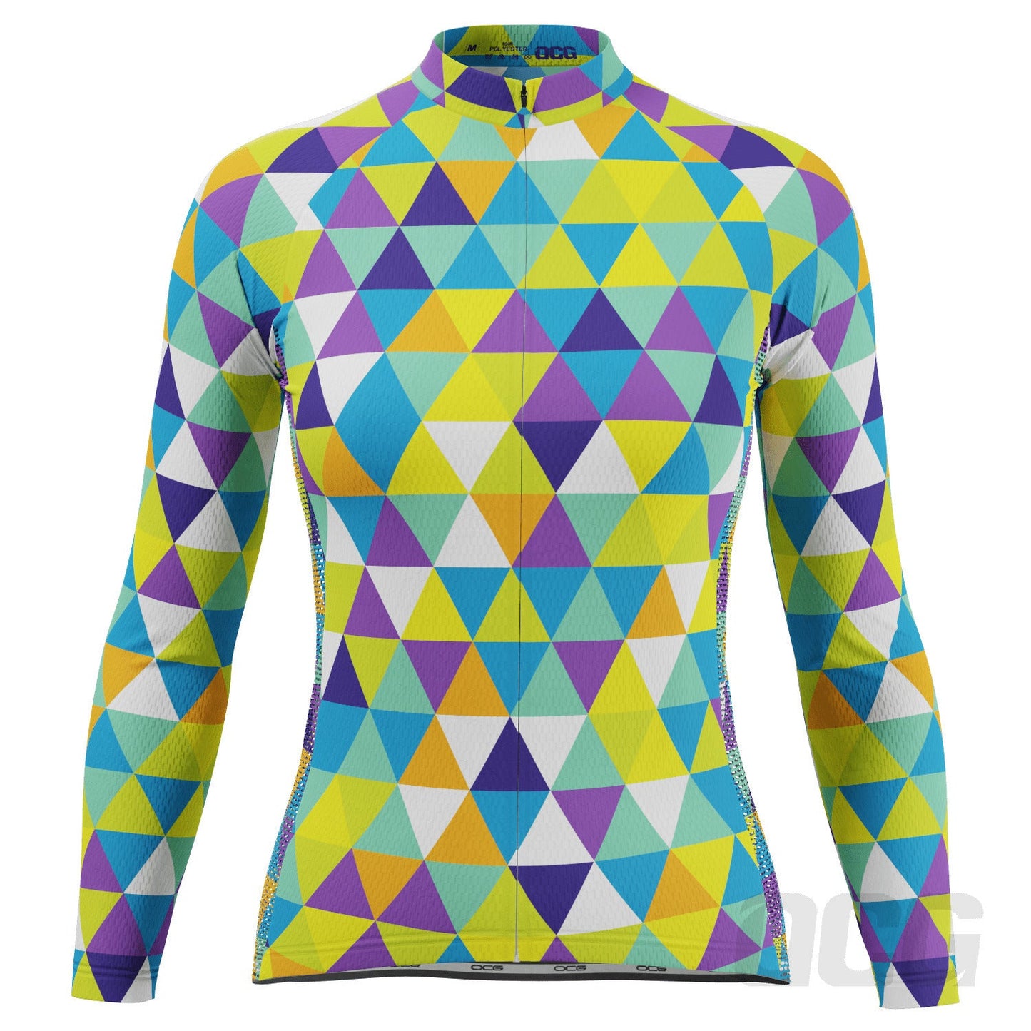 Women's High Viz Color Triangles Long Sleeve Cycling Jersey