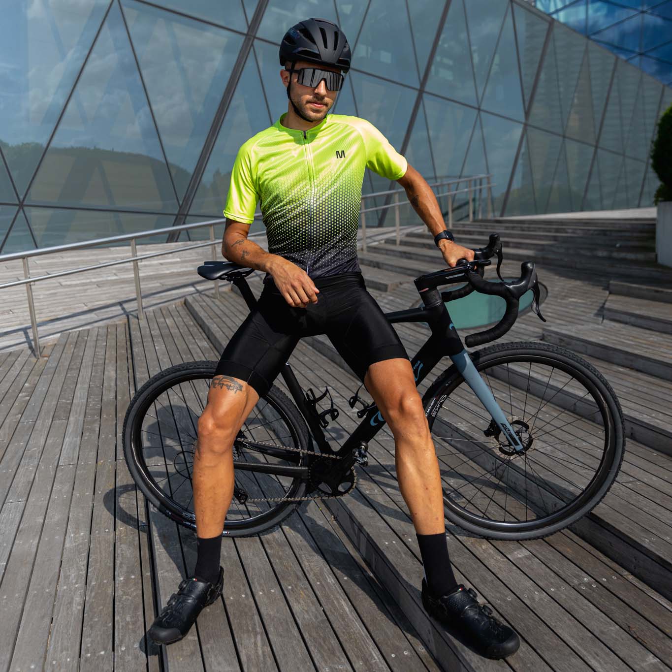 Men's Yellow Gradient Cycling Jersey