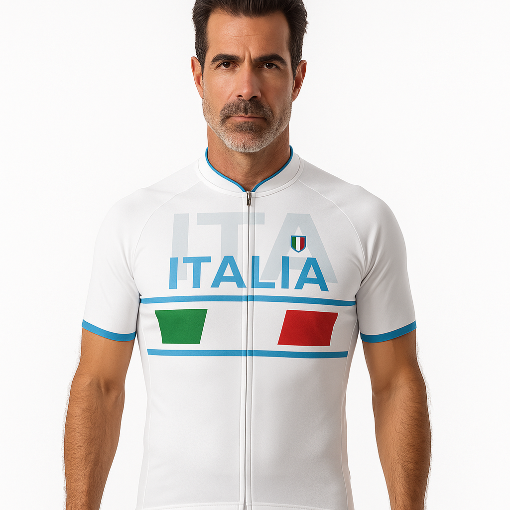 Italia White Cycling Jersey