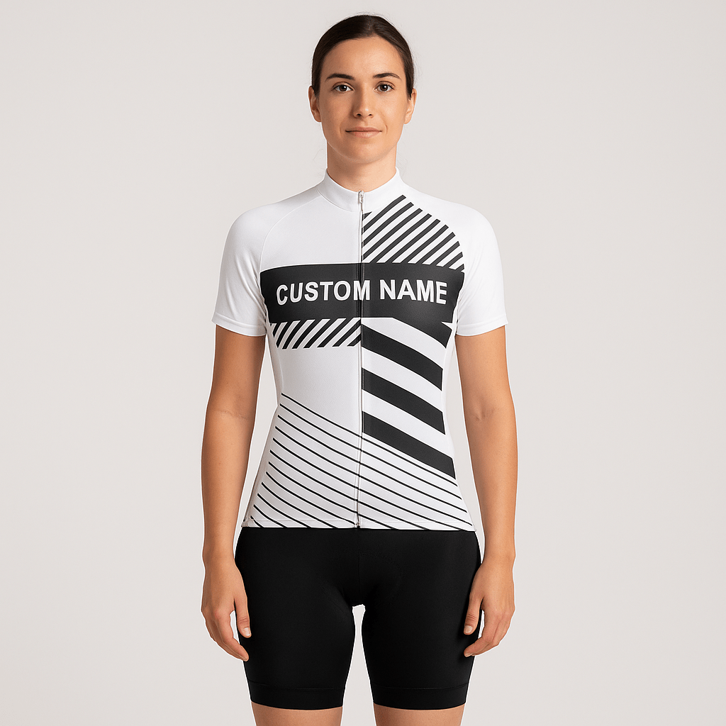Custom Women Cycling Jersey or Shorts - White Black