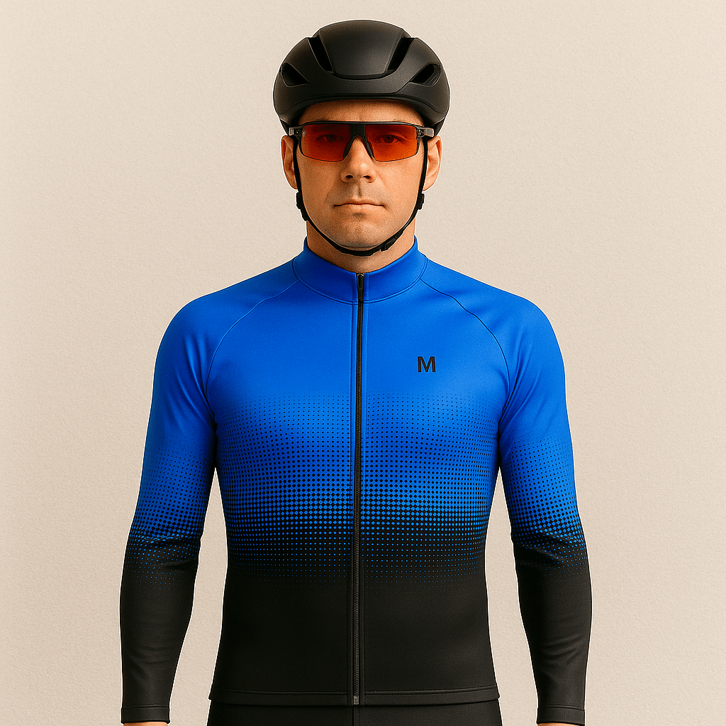 Men's Blue Gradient Long Sleeve Cycling Jersey