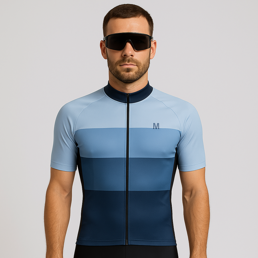 Men's Blue Match Cycling Jersey