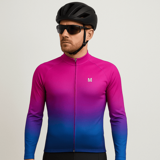 Men's Pink Gradient Long Sleeve Cycling Jersey
