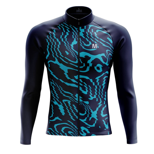 Men's Blue Wave Long Sleeve Cycling Jersey