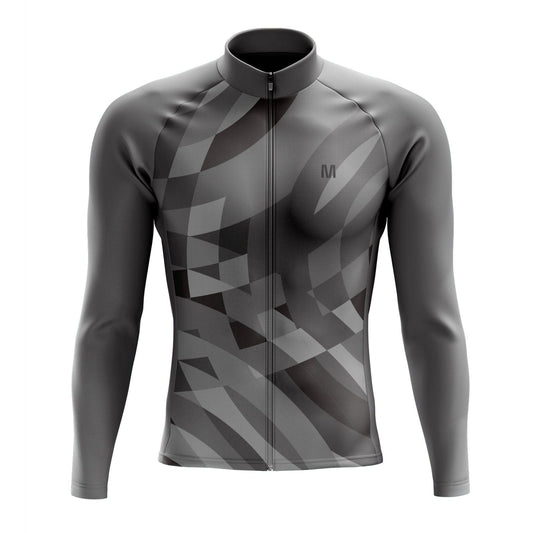 Men's Grey Pattern Long Sleeve Cycling Jersey