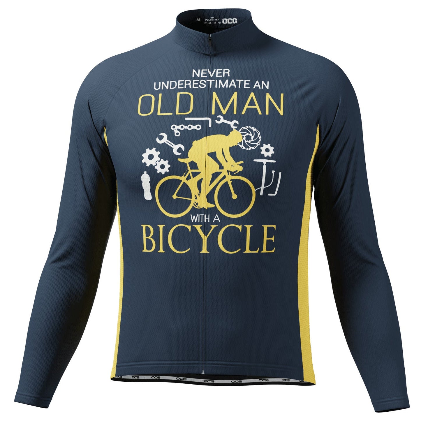 Men's Never Underestimate an Old Man Long Sleeve Cycling Jersey